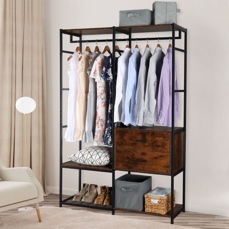 EasingRoom Freestanding Closet Organizer Clothes Rack Metal Garment ...